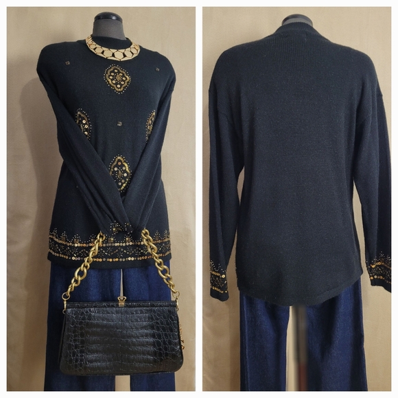 Vintage Beaded Sweater / L - Picture 2 of 10